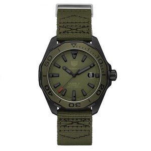 Tag Heuer Aquaracer Automatic Green Dial Khakhi Green Nylon Strap Watch for Men - WAY208E.FC8222 Buy Now By Tag Heuer