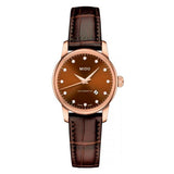 Mido Baroncelli III Automatic Diamonds Brown Dial Brown Leather Strap Watch For Women - M7600.3.64.8 Buy Now By Mido