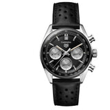 Tag Heuer Carrera Automatic Chronograph Black Dial Black Leather Strap Watch for Men - CBS2210.FC6534 Buy Now By Tag Heuer