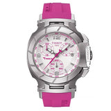 Tissot T Race Chronograph White Dial Pink Rubber Strap Watch for Women - T048.217.17.017.01 Buy Now By Tissot