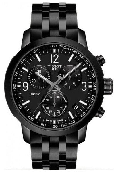 Tissot PRC 200 Chronograph Black Dial Black Steel Strap Watch For Men - T114.417.33.057.00 Buy Now By Tissot