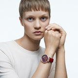 Swarovski Passage Moon Phase Red Dial Red Leather Strap Watch for Women - 5613323 Buy Now By Swarovski