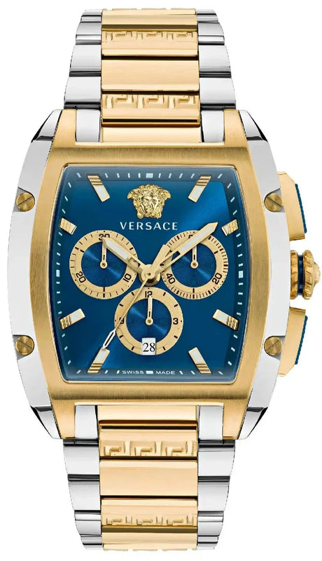 Versace Dominus Chronograph Blue Dial Two Tone Steel Strap Watch For Men - VE6H00723 Buy Now By Versace