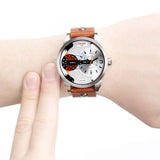 Diesel Mini Daddy Silver Dial Brown Leather Strap Watch For Men - DZ7309 Buy Now By Diesel