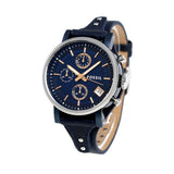 Fossil Boyfriend Sport Chronograph Blue Dial Blue Leather Strap Watch for Women - ES4113 Buy Now By Fossil