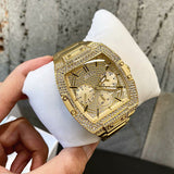 Guess Phoenix Multifunction Crystals Gold Dial Gold Steel Strap Watch For Men - GW0094G2 Buy Now By Guess