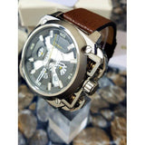 Diesel BAMF Chronograph Beige Dial Brown Leather Strap Watch For Men - DZ7343 Buy Now By Diesel