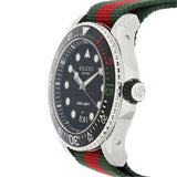 Gucci Dive Black Dial Red & Green Nylon Strap Watch For Men - YA136209 Buy Now By Gucci