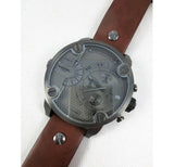 Diesel Little Daddy SBA Small Sized Grey Dial Brown Leather Strap Watch For Men - DZ7258 Buy Now By Diesel