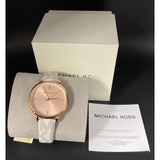 Michael Kors Jayne Three Hand Rose Gold Dial White Leather Strap Watch For Women - MK7128 Buy Now By Michael Kors
