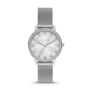 Michael Kors Quartz Crystals White Dial Silver Mesh Strap Watch for Women - MKO1013 Buy Now By Michael Kors