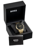 Hugo Boss Navigator Black Dial Gold Steel Strap Watch for Men - 1513531 Buy Now By Hugo Boss