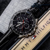 Tommy Hilfiger Luke Quartz Black Dial Black Leather Strap Watch for Men - 1791117 Buy Now By Tommy Hilfiger