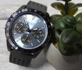 Guess Odyssey Blue Dial Grey Rubber Strap Watch For Men - W1108G6 Buy Now By Guess