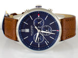 Tommy Hilfiger Kyle Multifunction Blue Dial Brown Leather Strap Watch for Men - 1791629 Buy Now By Tommy Hilfiger