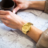 Guess Cubed Analog Gold Dial Gold Steel Strap Watch For Women - GW0606L2 Buy Now By Guess