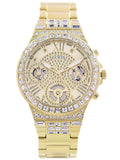 Guess Moonlight Multi Function Diamonds Gold Dial Gold Steel Strap Watch for Women - GW0320L2 Buy Now By Guess