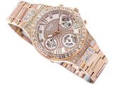 Guess Moonlight Multi Function Diamonds White Dial Rose Gold Steel Strap Watch for Women - GW0320L3 Buy Now By Guess