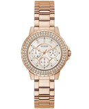 Guess Crown Jewel Multifunction Diamonds White Dial Rose Gold Steel Strap Watch For Women - GW0410L3 Buy Now By Guess