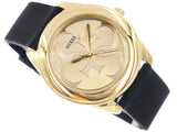 Guess G Twist Gold Dial Black Leather Strap Watch for Women - W0911L3 Buy Now By Guess