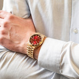 Citizen Tsuyosa Automatic Red Dial Gold Steel Strap Watch For Men - NJ0153-82X Buy Now By Citizen