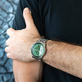 Fossil Sport Tourer Chronograph Green Dial Silver Steel Strap Watch for Men - FS6048 Buy Now By Fossil