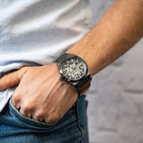 Fossil Everett Automatic Skeleton Grey Dial Grey Steel Strap Watch for Men - ME3206 Buy Now By Fossil