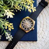 Fossil Everett Automatic Skeleton Black Dial Black Leather Strap Watch for Men - ME3208 Buy Now By Fossil