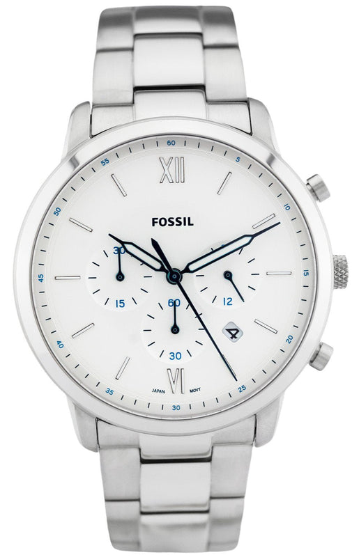 Fossil Neutra Chronograph White Dial Silver Steel Strap Watch for Men - FS5433 Buy Now By Fossil