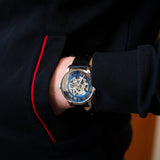 Fossil Townsman Automatic Skeleton Blue Dial Black Leather Strap Watch for Men - ME3200 Buy Now By Fossil