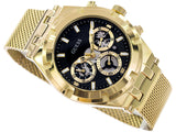 Guess Continental Chronograph Black Dial Gold Mesh Strap Watch For Men - GW0582G2 Buy Now By Guess