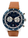 Hugo Boss Santiago Blue Dial Brown Leather Strap Watch for Men - 1513860 Buy Now By Hugo Boss