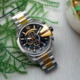 Diesel Mega Chief Chronograph Black Dial Two Tone Steel Strap Watch For Men - DZ4581 Buy Now By Diesel