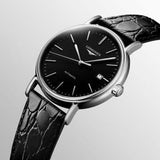 Longines Presence 38.5mm Automatic Black Dial Black Leather Strap Watch for Men - L4.921.4.52.2 Buy Now By Longines