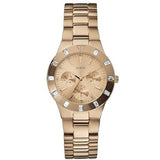 Guess Glisten Multifunction Quartz Rose Gold Dial Rose Gold Steel Strap Watch For Women - W16017L1 Buy Now By Guess