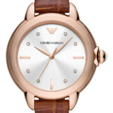 Emporio Armani Mia Quartz Silver Dial Brown Leather Strap Watch For Women - AR11525 Buy Now By Emporio Armani
