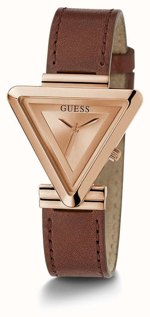 Guess Fame Quartz Rose Gold Dial Brown Leather Strap Watch For Women - GW0548L2 Buy Now By Guess