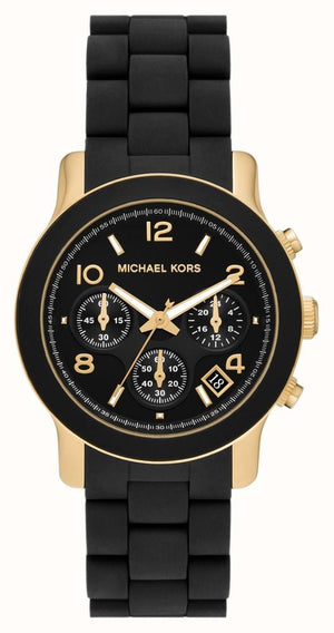 Michael Kors Runway Chronograph Black Dial Black Silicone Strap Watch For Women - MK7385 Buy Now By Michael Kors