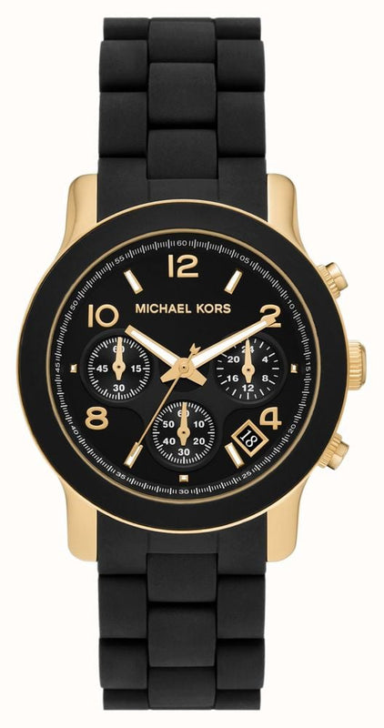 Michael Kors Runway Chronograph Black Dial Black Silicone Strap Watch For Women - MK7385 Buy Now By Michael Kors