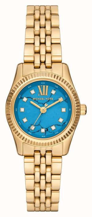 Michael Kors Lexington Three Hand Blue Dial Gold Steel Strap Watch for Women - MK4813 Buy Now By Michael Kors