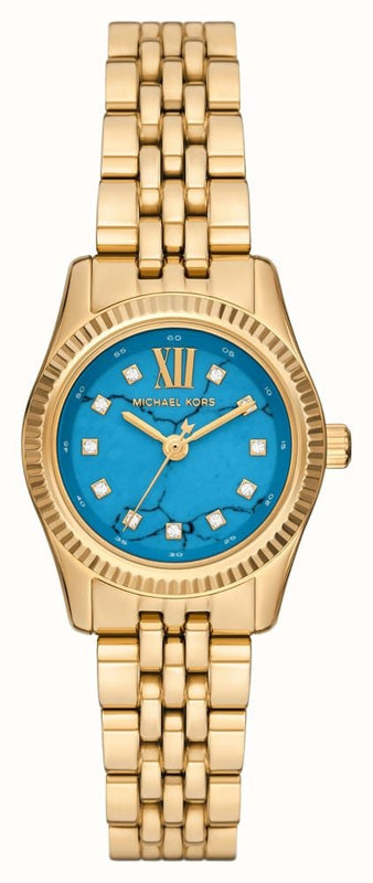 Michael Kors Lexington Three Hand Blue Dial Gold Steel Strap Watch for Women - MK4813 Buy Now By Michael Kors