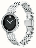 Movado Esperanza 63 Diamonds Black Dial Silver Steel Strap Watch For Women - 0607052 Buy Now By Movado
