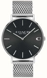 Coach Charles Black Dial Silver Mesh Bracelet Watch for Men - 14602144 Buy Now By Coach
