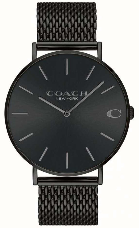 Coach Charles Black Dial Black Mesh Bracelet Watch for Men - 14602148 Buy Now By Coach