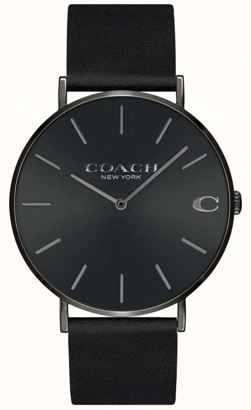 Coach Charles Black Dial Black Leather Strap Watch for Men - 14602434 Buy Now By Coach