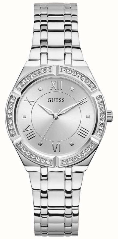 Guess Cosmo Diamonds Silver Dial Silver Steel Strap Watch For Women - GW0033L1 Buy Now By Guess