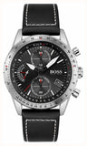 Hugo Boss Aero Chronograph Black Dial Black Leather Strap Watch for Men - 1513770 Buy Now By Hugo Boss