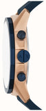 Armani Exchange Hampton Chronograph Rose Gold Dial Blue Silicone Strap Watch For Men - AX1730 Buy Now By Armani Exchange