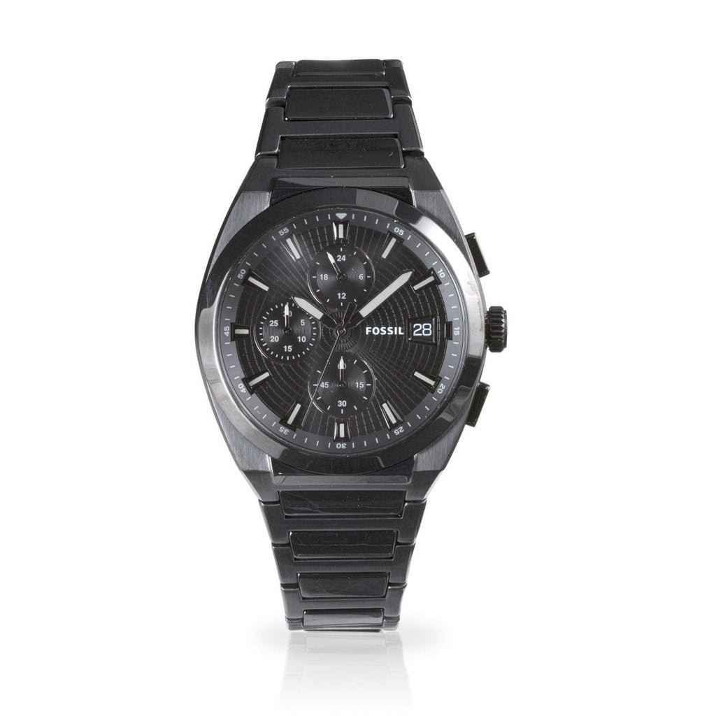 Fossil Everett Chronograph Black Dial Black Steel Strap Watch for Men - FS5797 Buy Now By Fossil