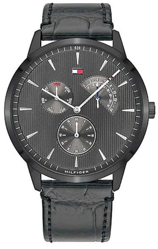 Tommy Hilfiger Brad Chronograph Quartz Grey Dial Grey Leather Strap Watch For Men - 1710388 Buy Now By Tommy Hilfiger